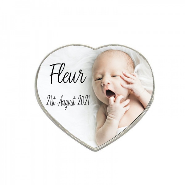 Personalised Metal Heart Fridge Magnet ~ Baby